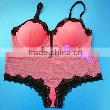 Leopard Jacquard Lace Underwear Set, Plus Size Bra Set