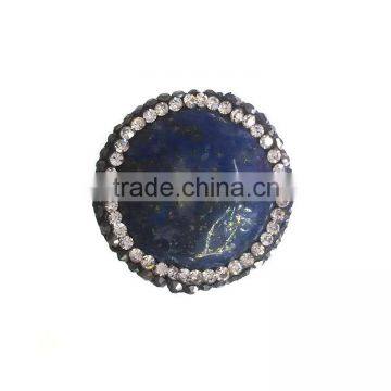 JF8583 Topsale crystal pave round chunky lapis lazuli slab beads