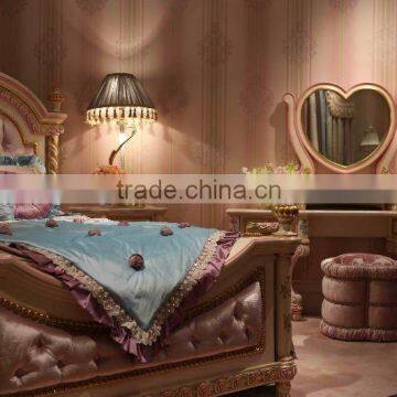 Luxury Style Pink Princess Bedroom Children Furniture for Real Little Princess