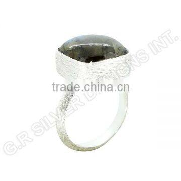 Natural Labradorite Cushion Cab Gemstone Ring,925 Sterling Silver Bezel Set Ring Jewelry photo-4