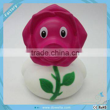 Rose flower Bath Duck Sound Floating Rubber Duck Toy as Classic Toys