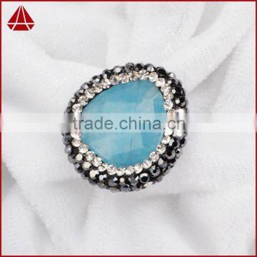 Natural Aquamarine Stone Beads With Ziron Micro Side Faceted Beads Inlaid Pave With Opal & Black Spinel Zircon photo-2