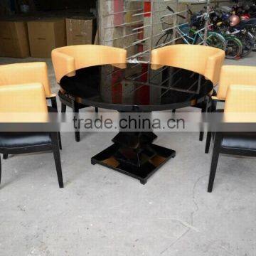 Hot sale black dining table and leather arm chairs XY0189