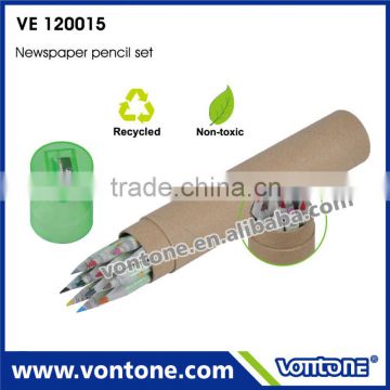 recycled newspaper colour pencil colour pencil tube colour pencil with sharpener