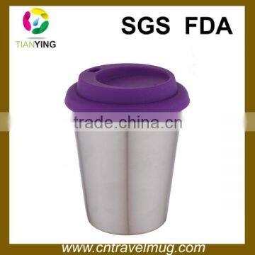 mini double wall Stainless Steel thermal mugs starbucks tumbler with silicone lid