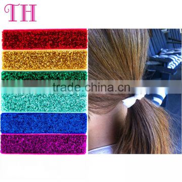 good quality custom printing glitter solid dyed elastic hair ties women