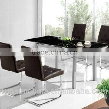 black temper glass dining room tables/dining table set (ST-089)