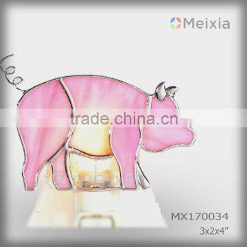 MX170034 tiffany style stained glass pig decorative plug in night lights