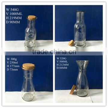 glass juice bottles 250ml 500ml 1000ml with cork