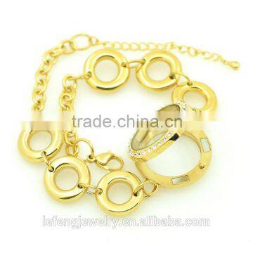 Fashionable Jewelry Cheap Price Stainless Steel Gold Plated Locket Bracelet photo-2