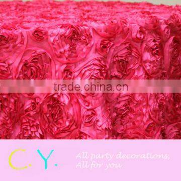Rosette Satin Tablecloth-Fushcia