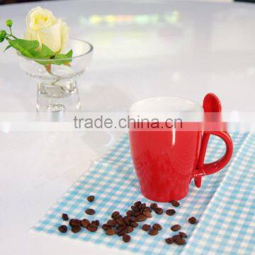 300ml ceramic color glaze mug with spoon