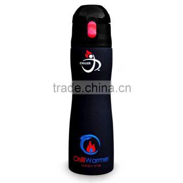 17oz Insulated black rubber coated Stainless Steel Water Bottle with fashion lid