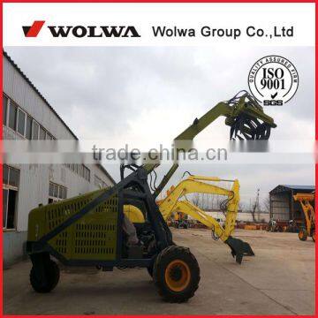 3 wheel hydralic sugar cane loader timber excavator with grab 400kg weihgt