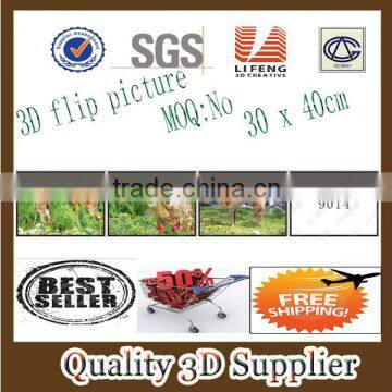 Guangzhou Lifeng Item No 9014 Lenticular Deer 3D Picture with flip effect in stock