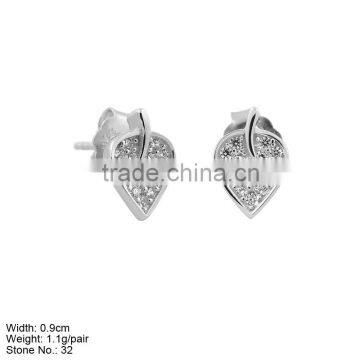 GZA9-030 Manufacturer Jewelry Factory CZ Stone Sivler Earrings Cute Leaves Design Earrings