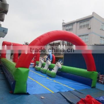 2015 best sale sports game Inflatable horse run track for kids