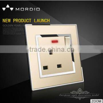 2015 Newest Top Quality Electric PC Organic glass13A SWITCHED SOCKET ELECTRICAL SWITCH SOCKET WITH NEON