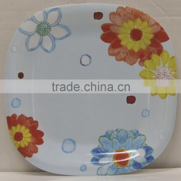 rounded rectangle flower printed Melamine Plate (PL-23)