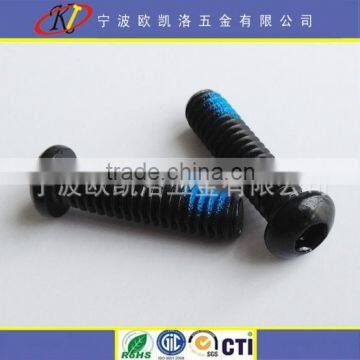 Hex socket button head black zinc machine screw /Nylok screw with blue patch