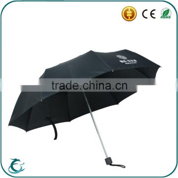 promotion fiberglass frame black pongee fabric fold umbrella