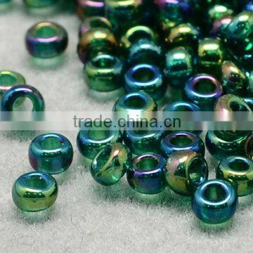 11/0 Round Glass Seed Beads, Transparent Rainbow 2mm Seed Beads(SEED-Q010-F553)