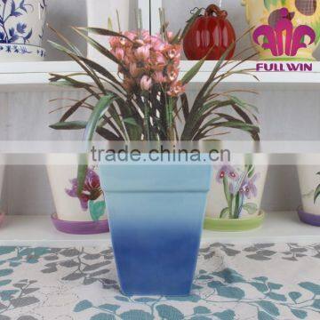 square ceramic flower planter ,ceramic colorfull flower pot with home decoration