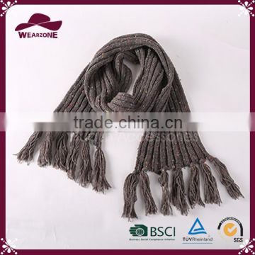 Children Fancy Space Dyed Nep Yarn Knitted Scarf With Fringes