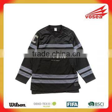 cheap black color custom sublimated polyester hockey jersey