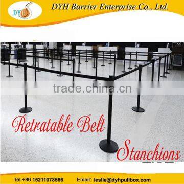 Iron Retractable Barrier Tape Dual Line Retractable Barrier Stanchion Stackable Belt Barriers photo-3