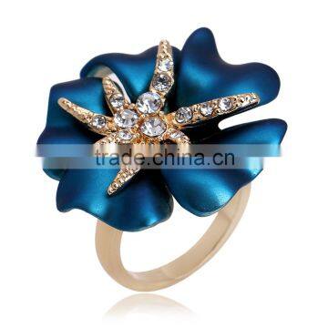 Yellow Gold Flower Cubic Zirconia Rings For Women Size 6,7,8,9 Female Gold Plated Ring Jewelry