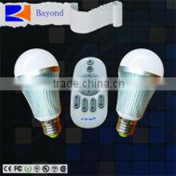 2.4G RF Wireless dimmable LED light Bulb with 4-Channel Remote, led color changing light , 6W