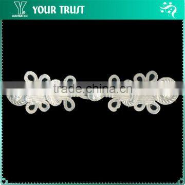 Height 5.0 Centermeter All White Sew On 100% Nylon Chinese Knot Frog Buttons