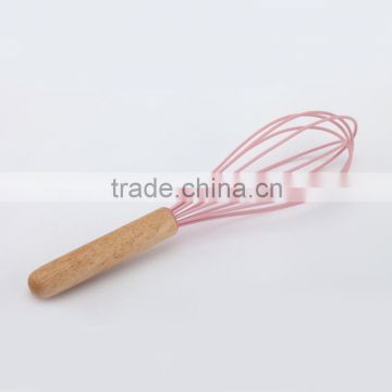 9 inches silicone egg whisk with wood handle