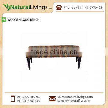 Stylish Cotton Printed Rug Upholstered Bench