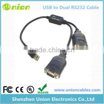 USB to Dual RS-232 Serial cable adapter