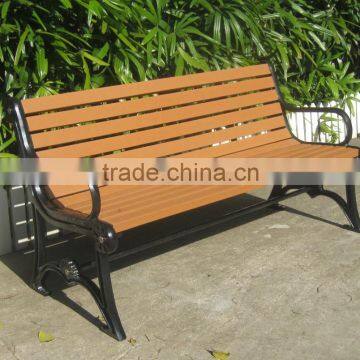 Outdoor wrought iron and recycled plastic garden bench