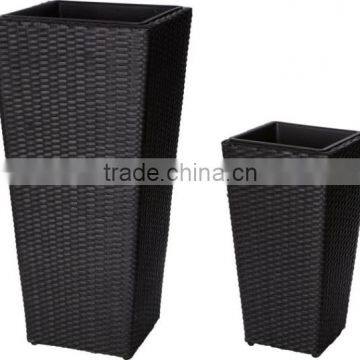 Square Plasitc Rattan Planter Garden Flower Pot 2pcs/set