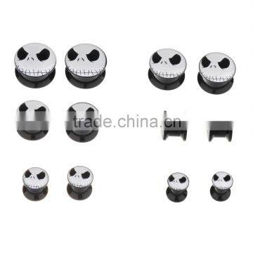 Ipink 6 Pairs Grimace on Black Acrylic Screw Top Flesh Tunnel Plug - With Secret Stash Compartment - Gauges 2g - 1"