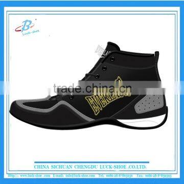 black leather boxing shoe , high quality wholesale boxing/wresting shoe, OEM fashion shiny boxing shoe