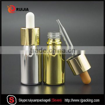 wholesales 15ml gold silver essential oil dropper glass bottle with aluminum childproof tamper evident cap in stocks                        
                                                                                Supplier's Choice