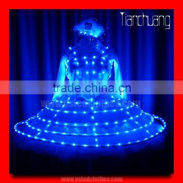 TC-140 Full color change led dance dress for performancer,led dress with hat for stage,