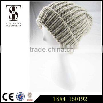 high grade crochet knitted women beanies 100% acrylic knit winter hat