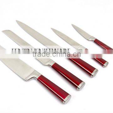 5-pcs Pearlized Apple Red Stainless Steel Hollow Handle Bread Knife Set photo-2