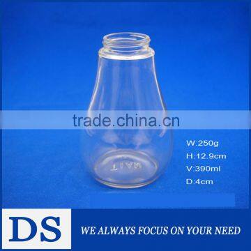 390ml wholesale high quality bellied shaped clear glass edible oil pot