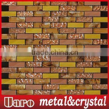 Popular Brown Crystal Glass Mix Mosaic Tile Kitchen Mosaic Tile Metal