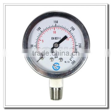 High quality all stainless steel industrial bourdon turbo psi gauge with bottom mount