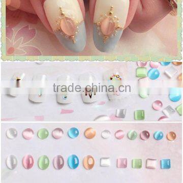 2016 new arrival factory outlets nail DIY Dynthetic Cats Eye Gemstone Loose Opal Stone nail art decoration