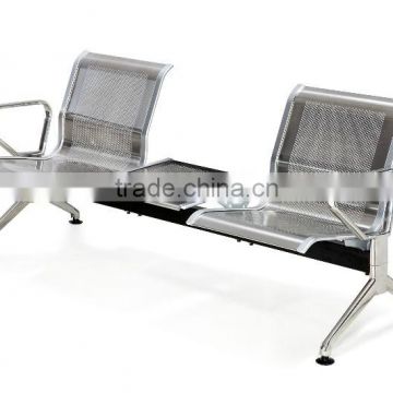 Hot sales stainless steel two seats waiting chairs with tea table