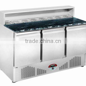 stainless steel marble face referigerator salad table with ss lid